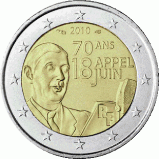 2 EURO 2010	Charles de Gaulle	UNC Frankrijk